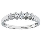 0.25ct Round Diamond Prong Set 5-Stone Eternity Ring in UK Hallmarked 9ct White Gold